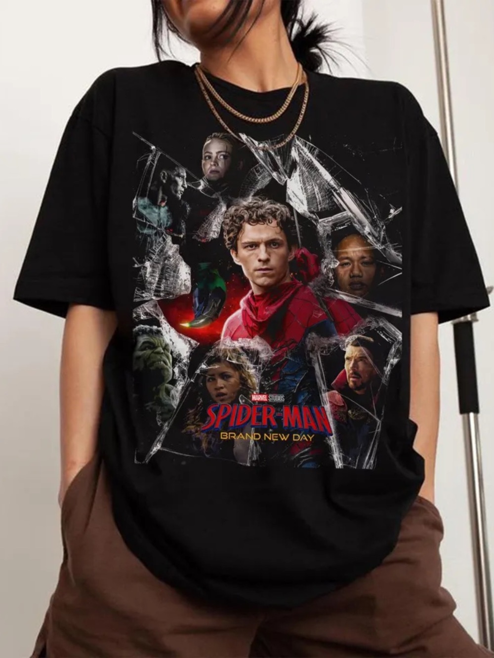 Comfort Colors Black Spider-Man Graphic Tee with Multicolor Print